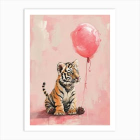 Cute Tiger 2 With Balloon Art Print