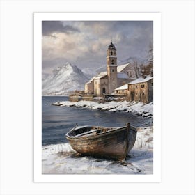 Boat In The Snow 1 Art Print