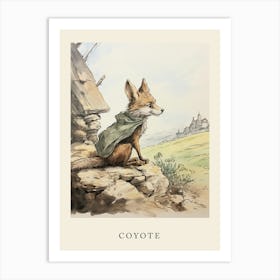 Beatrix Potter Inspired  Animal Watercolour Coyote 1 Art Print
