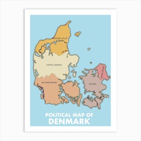 Political Map Of Denmark Art Print