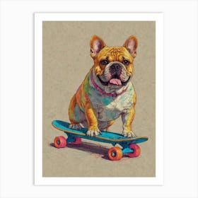 French Bulldog On Skateboard 1 Art Print