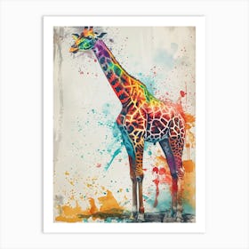 Giraffe Watercolour Side Portrait 2 Art Print