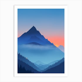 Misty Mountains Vertical Composition In Blue Tone 123 Art Print