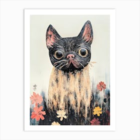 Cat In Flowers 6 Art Print