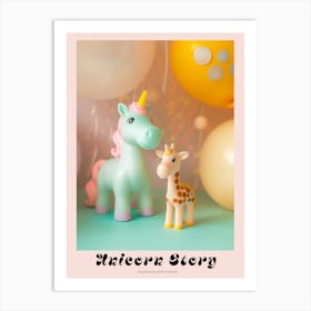 Pastel Toy Unicorn & Toy Giraffe 2 Poster Art Print