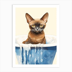 Burmese Cat In Bathtub Bathroom 5 Art Print
