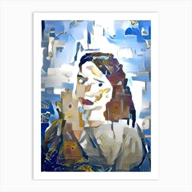 Woman In A Blue Dress Art Print