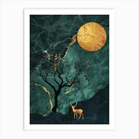 Deer In The Moonlight 5 Art Print