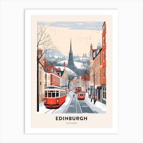 Vintage Winter Travel Poster Edinburgh Scotland 2 Art Print
