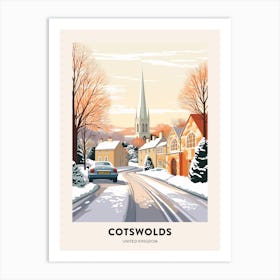 Vintage Winter Travel Poster Cotswolds United Kingdom 2 Art Print