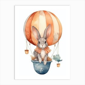 Rabbit In Hot Air Balloon Art Print