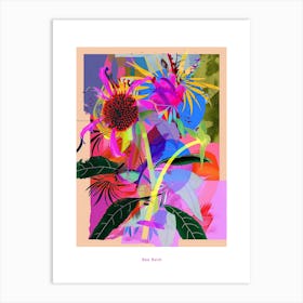 Bee Balm 2 Neon Flower Collage Poster Art Print