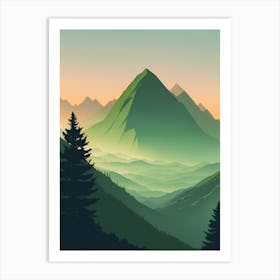 Misty Mountains Vertical Composition In Green Tone 198 Art Print