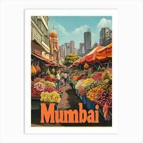 Aihrgdesign A 1970s Inspired Travel Poster For Mumbai 2 Art Print