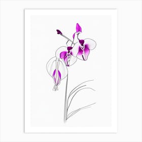 Orchid Floral Minimal Line Drawing 4 Flower Art Print