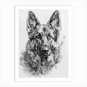 German Shepherd Line Sketch 2 Art Print