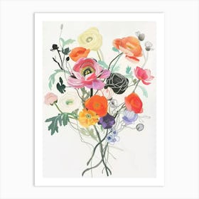 Ranunculus 2 Collage Flower Bouquet Art Print