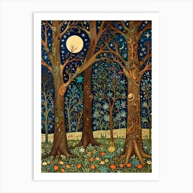 William Morris Moonlight In The Woods 19 Art Print