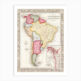 Map Of South America, Showing Its Political Divisions Art Print