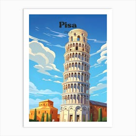 Pisa Italy Leaning Tower Modern Travel Art Art Print