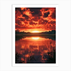 Sunset Over The Lake Art Print