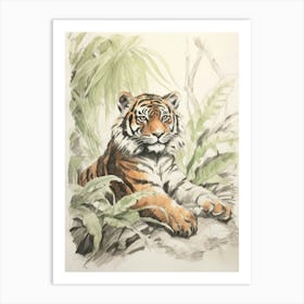 Storybook Animal Watercolour Tiger 4 Art Print
