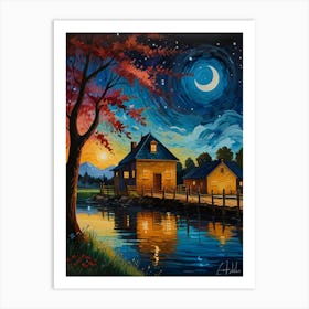 Night By The Lake 8 Art Print