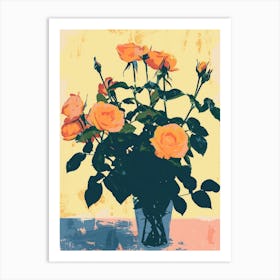 Rose Flowers On A Table   Contemporary Illustration 2 Art Print