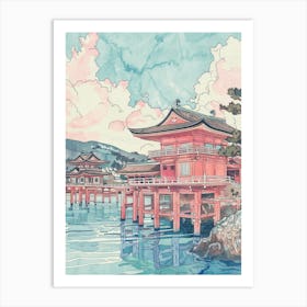 Miyajima Japan 5 Retro Illustration Art Print