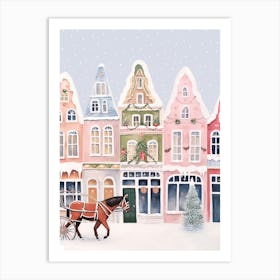 Amsterdam Travel Christmas Painting Street Art Print