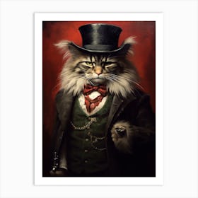 Gangster Cat Norwegian Forest Cat 2 Art Print
