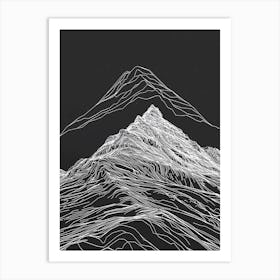 Stob Binnein Mountain Line Drawing 1 Art Print