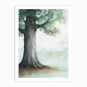 Ebony Tree Atmospheric Watercolour Painting 1 Art Print