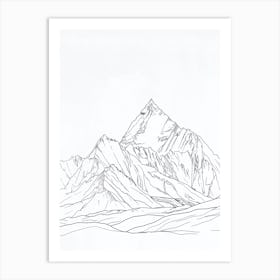 Gasherbrum Pakistan China Line Drawing 1 Art Print