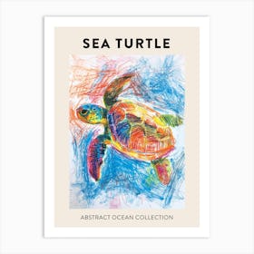 Rainbow Turtle Scribble Crayon Drawing Poster 1 Art Print