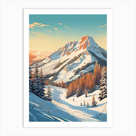 Jackson Hole Mountain Resort   Wyoming, Usa, Ski Resort Illustration 1 Simple Style Art Print