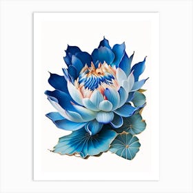 Blue Lotus Decoupage 4 Art Print