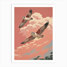 Vintage Japanese Inspired Bird Print American Kestrel 3 Art Print