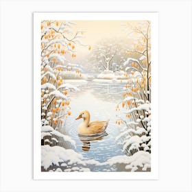 Winter Bird Painting Duck 3 Art Print