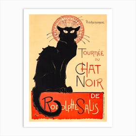 Prochainement Black Cat Vintage Poster - Tournée Chat Noir Du Rudolptte Salis - Famous Victorian Art Deco Remastered HD Art Print