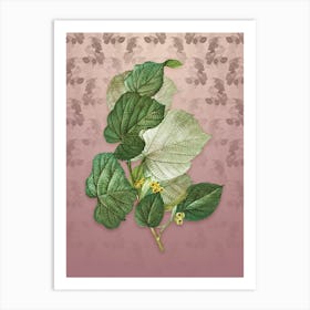 Vintage Linden Tree Botanical on Dusty Pink Pattern Art Print