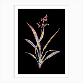 Stained Glass Flax Lilies Mosaic Botanical Illustration on Black n.0064 Art Print
