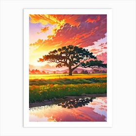 Sunset In The Field 22 Art Print