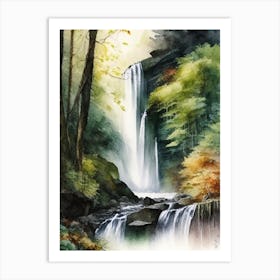 Henrhyd Falls, United Kingdom Water Colour  (1) Art Print