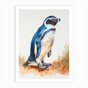 Humboldt Penguin Paradise Harbor Watercolour Painting 3 Art Print