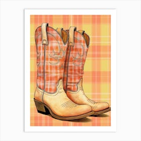 Checkered Cowgirl Boots 1 Art Print