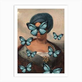 Blue Butterflies Renaissance Painting Art Print