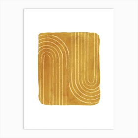 Mustard Wavy Lines Art Print