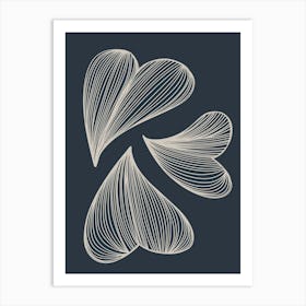 Line Art Heart Leaves Art Print