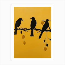 Three Birds On A Branch 2 Art Print